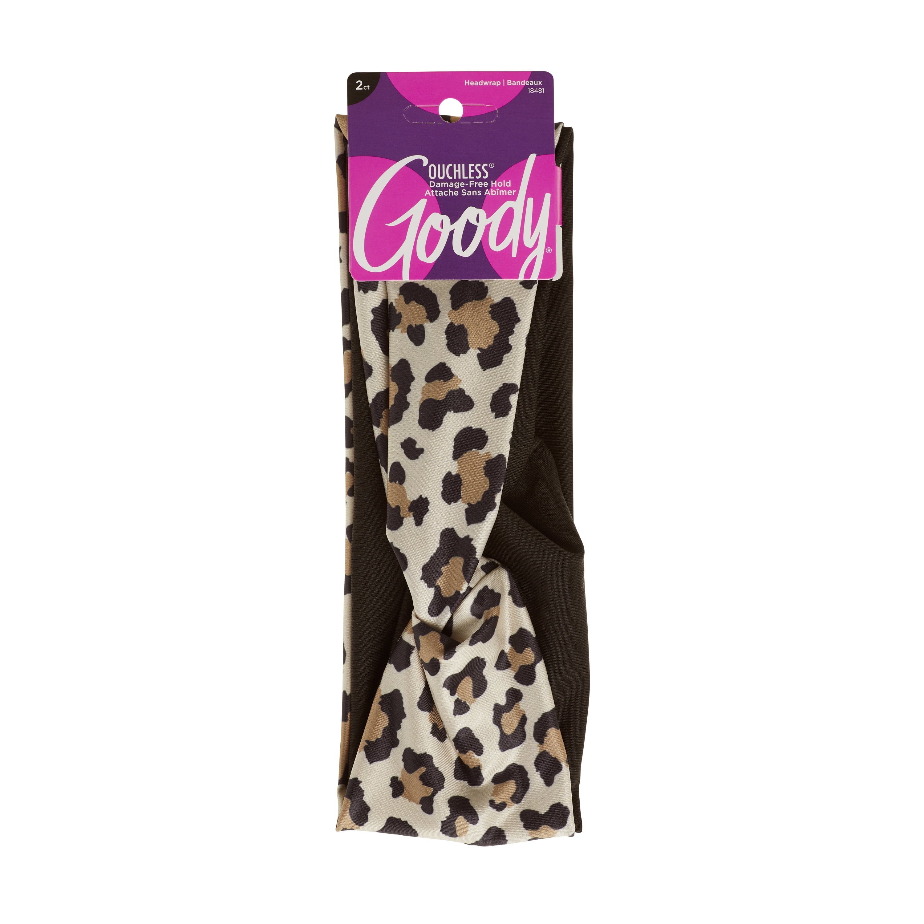 Headbands, Leopard Print and Black, 2 Ct