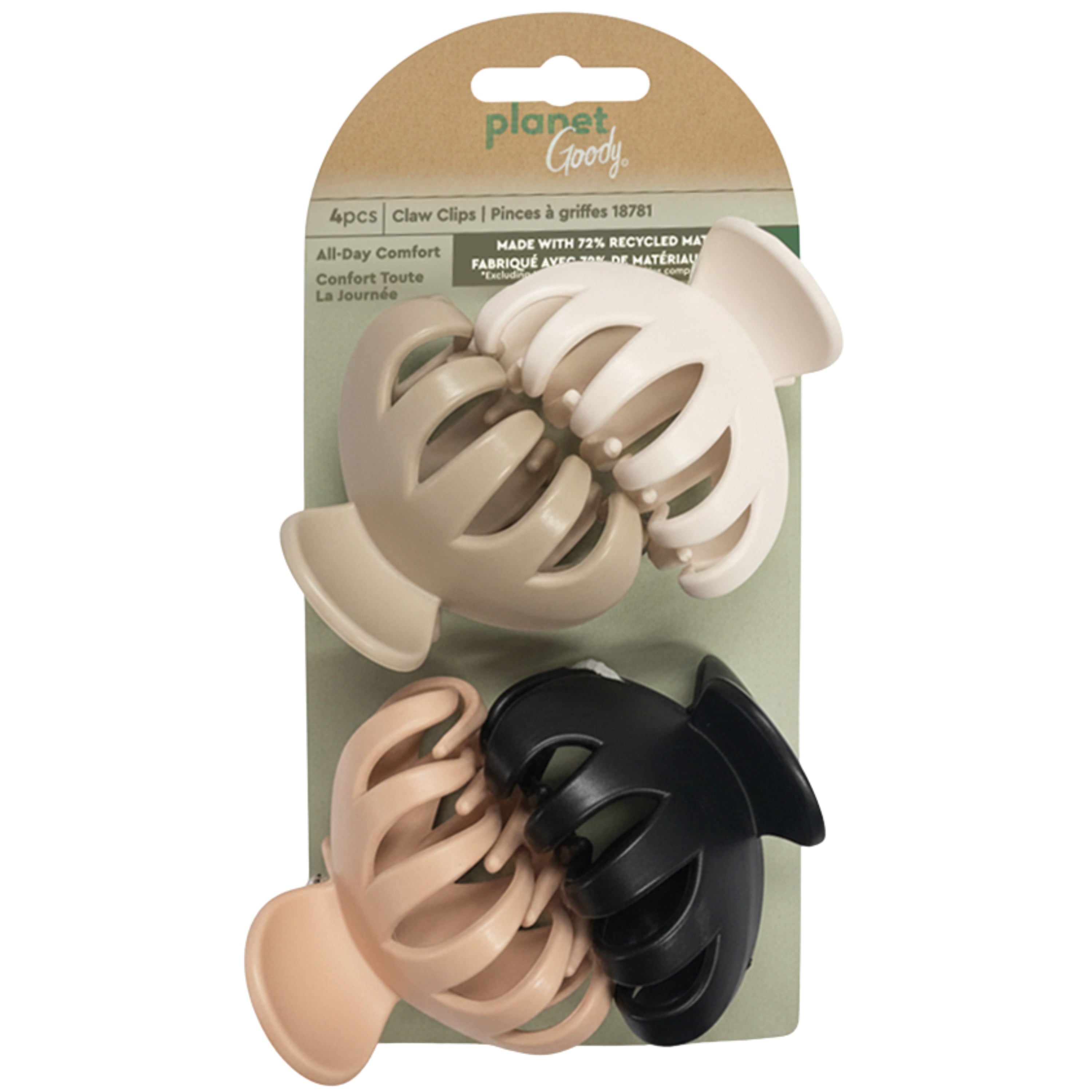 Planet Goody SlideProof Spider Claw Hair Clips, Secure Grip Claws, All Hair Types, 4 Ct