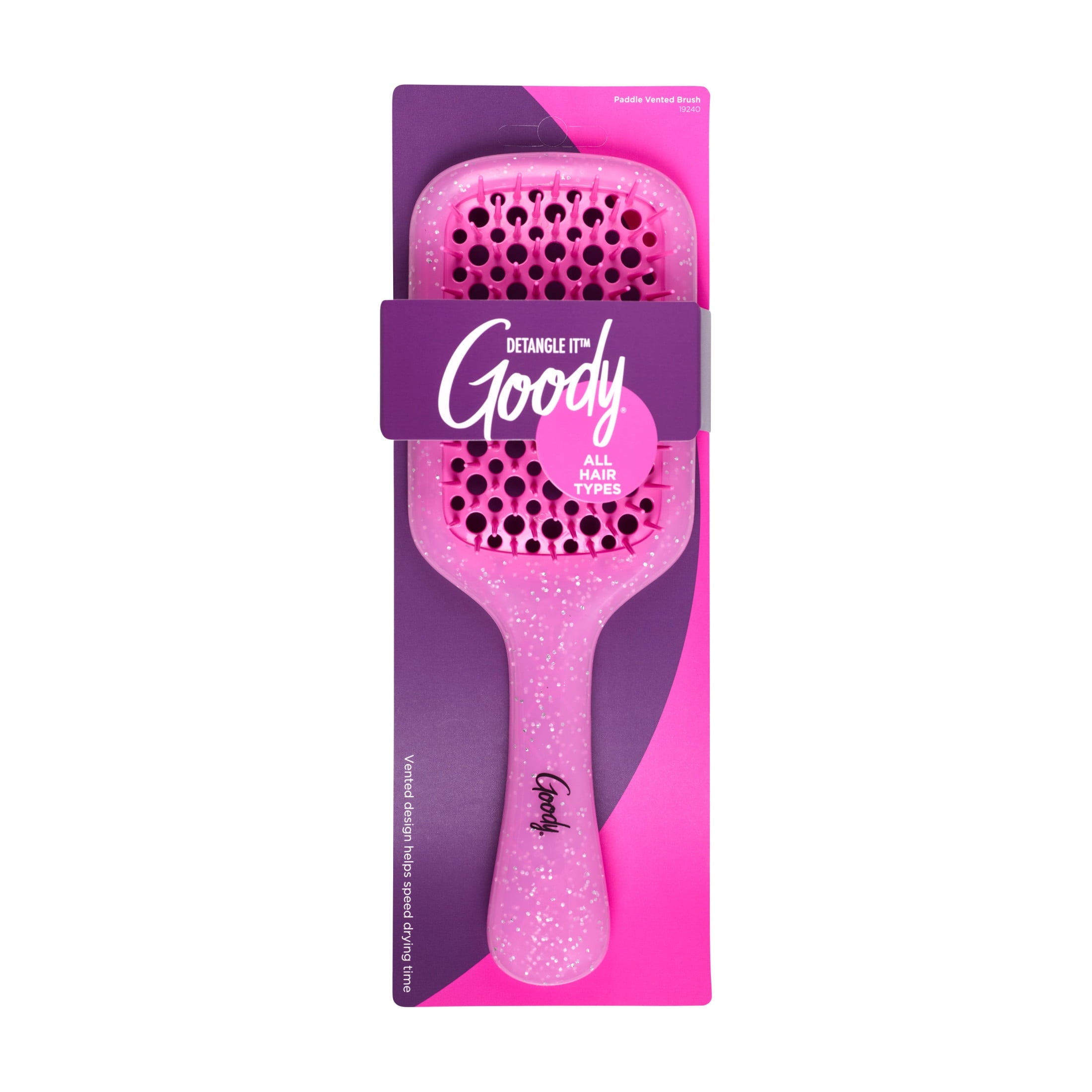 Goody Ouchless Vented Paddle Detangler Brush for All Hair Types, Pink, 1 Count