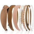 7 Pack Headbands for Women Girls Headbands Trendy Brown Knotted Solid Head Bands Pearl Headband Non Slip Hairbands Cu...