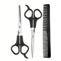 Hair Cutting Scissors Set 3pcs (Straight+Thinning+Comb) Stainless Steel Home Grooming