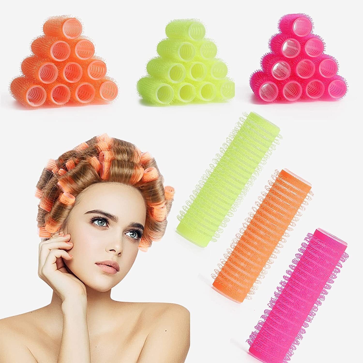 Grip Curlers for , Short Roller Sets, No heat Salon dressing Curlers for Women, Pack of 12 Small 0.6 Inch (Random Color)