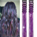 Hair Tinsel 12Pcs Clip in Rainbow Hair Accessories 20 Inch Fairy Hair Tinsel Kit for Women Girls Kids Glitter Extensions for Christmas Hallo