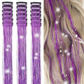 Pack of 18 Pcs Clip in 19.6Inch Glitter Extensions Heat Resistant Clip in Sparkle Fairy Accessories for Kids Girls Wo...