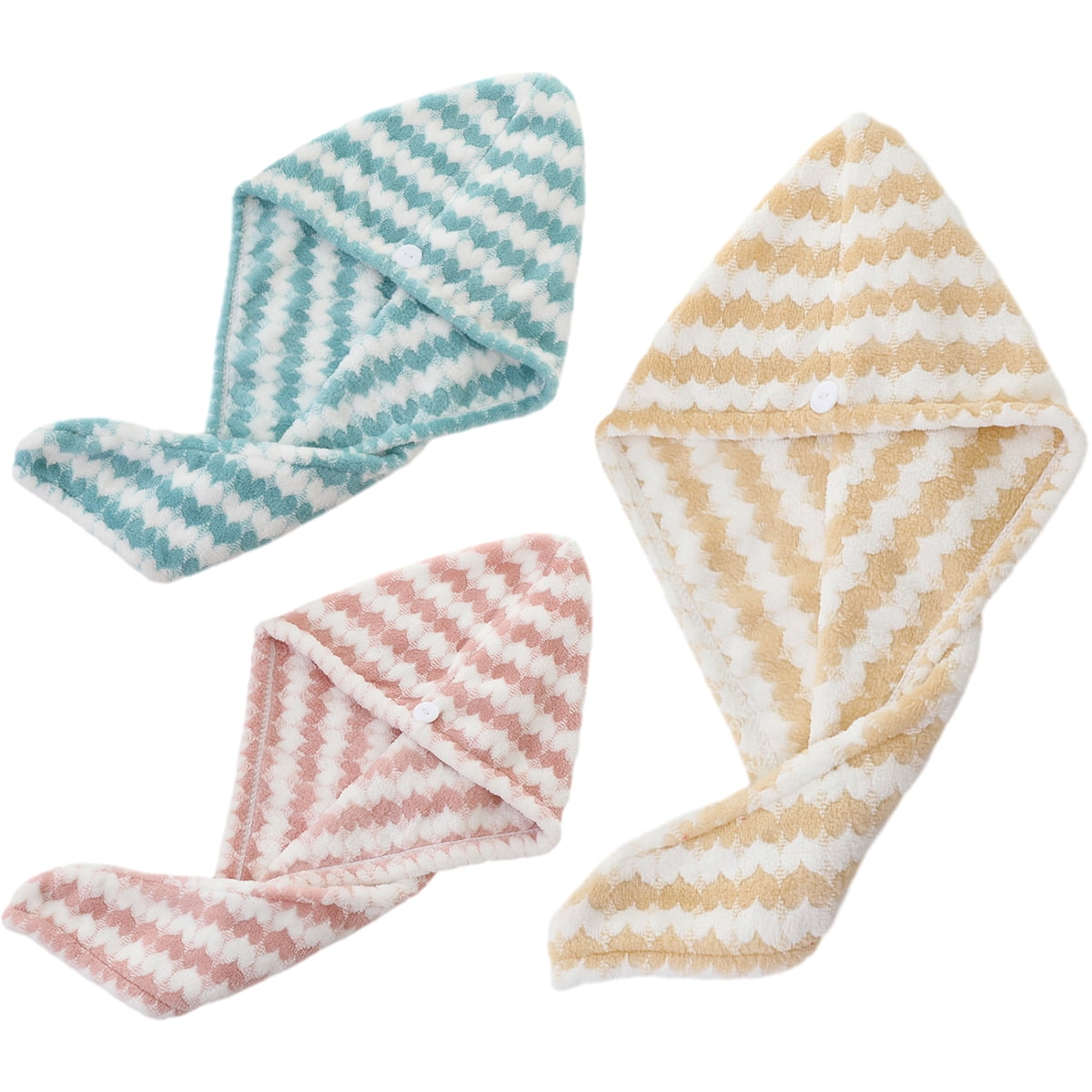 Hair Towel Wrap Quick Dry 100% Cotton Super Absorbent Turban Head Wrap for Women with Button, Non Microfiber Anti Frizz Hair Products, Hair