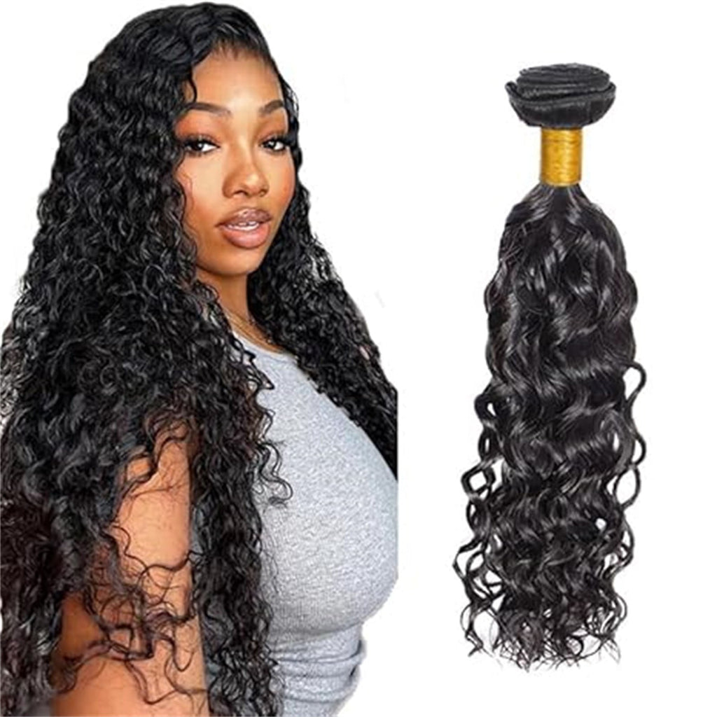Hair Water Human Hair Bundles Brazilian Virgin Hair 20in Natural Black Wet and Wavy Human Hair Extensions for Women, Full Volume, Soft Touch
