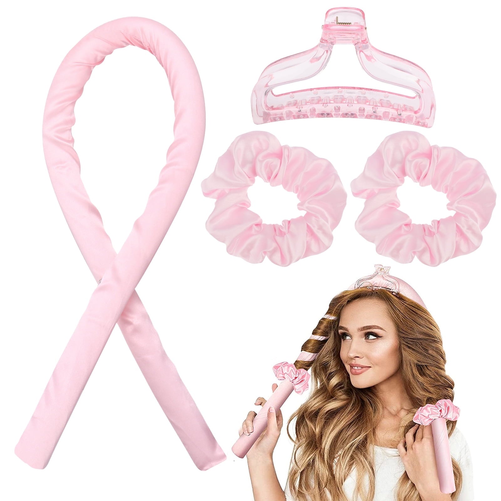 EEEkit Hair Rod, No Hot Hair Roller, Foam Curl Ribbon with Hair Claw Clip and Scrunchies