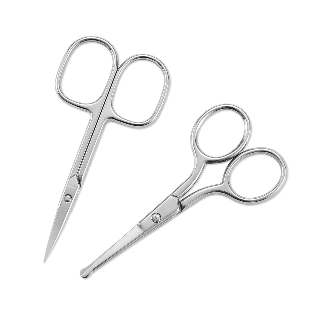 2 Pack Nail Scissors and Nose Hair Scissors, Small Curved Rounded Sharp Beauty Grooming Set