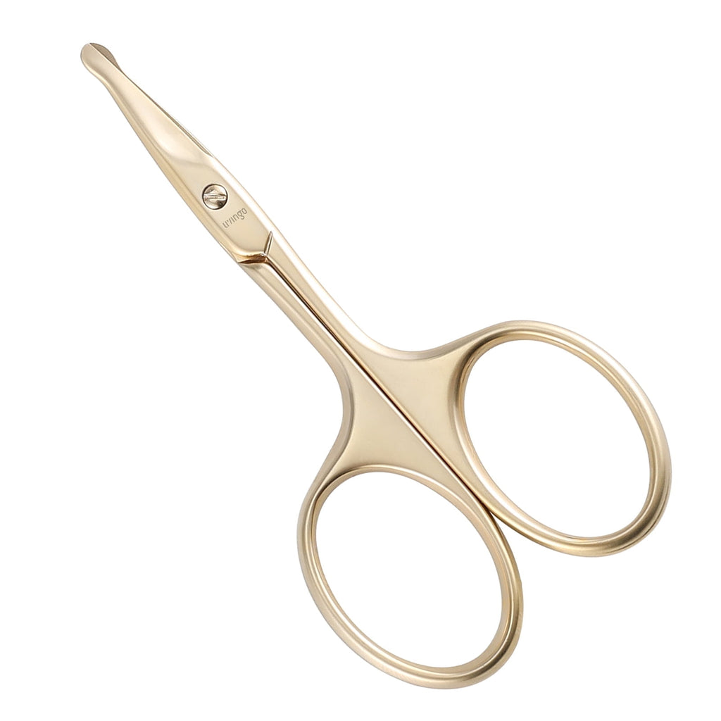 LIVINGO Nose Hair Scissors for Men Safety Curved Rounded Tip Stainless Steel, 3.75 inches Gold