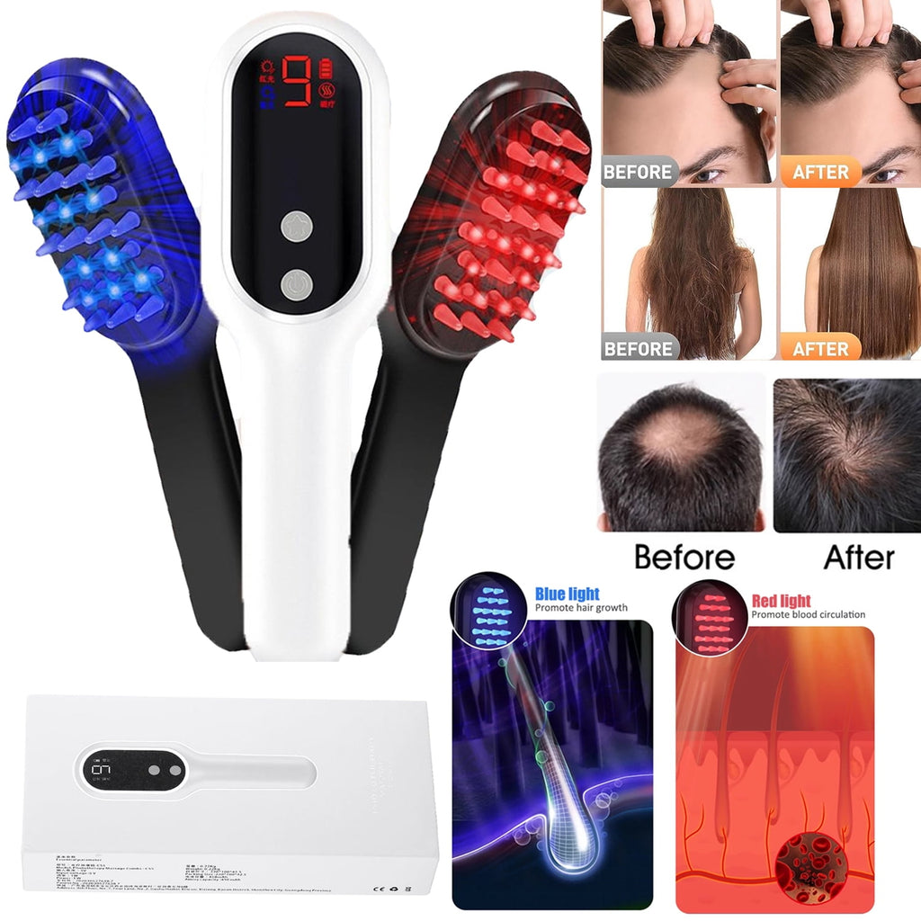 Comb, Anti Hair Loss Head Care Massage Comb Brush, Red Blue Light Phototherapy Vibration Hair Regrowth Brush for Hair...
