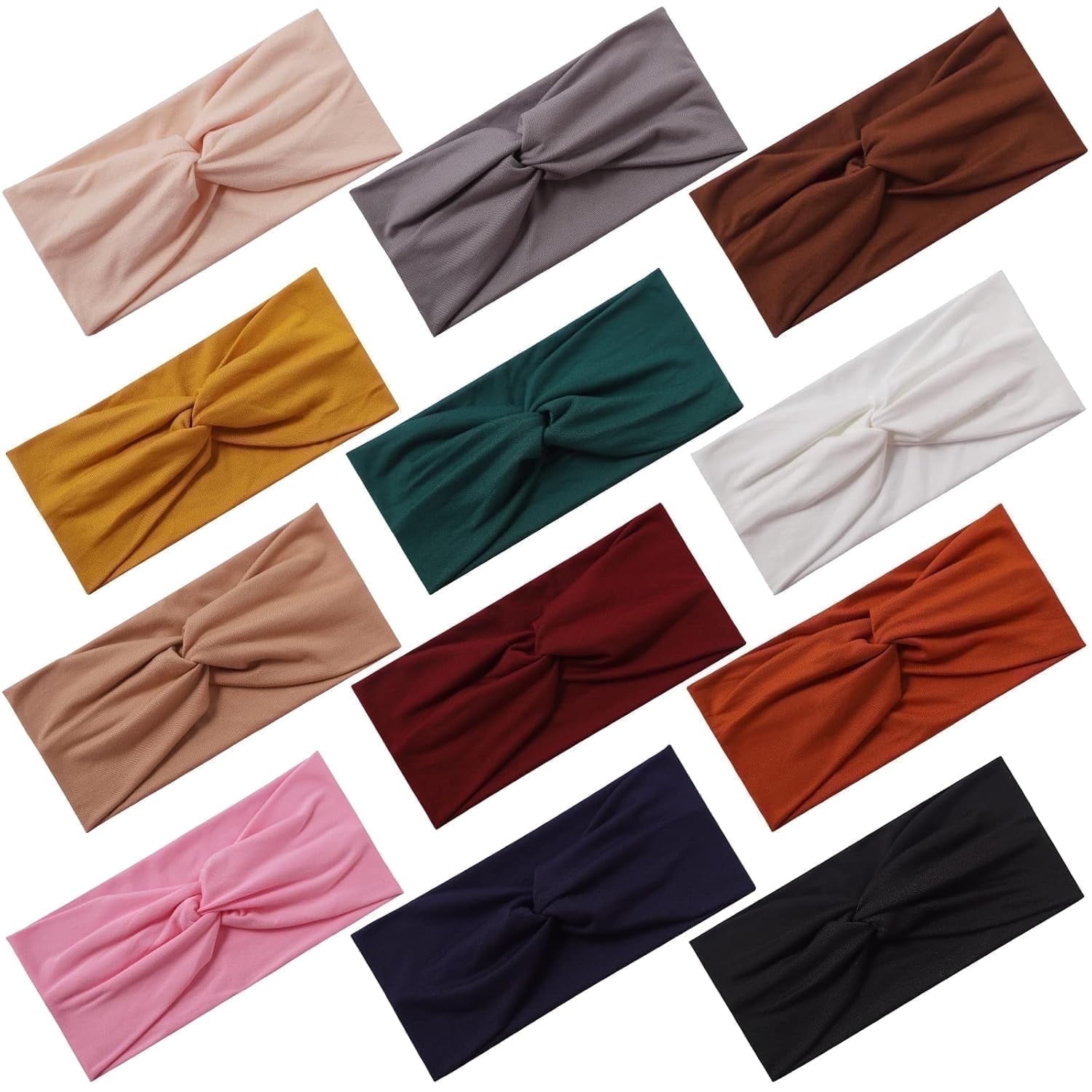 12Pcs Headbands for Women,Ventilate and Anti-slip Sport Headband, Fashionable Twist-style Head Wraps