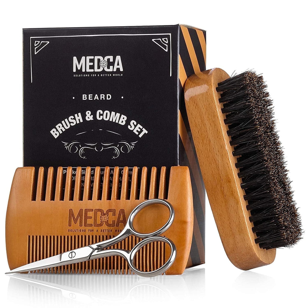 Wooden Beard & Hair Comb Set for Men Grooming Comb for Beards, Mustaches, and Head Hair