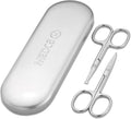 Stainless Steel Grooming Scissors for Unisex, Facial Hair Trimming Set, 2 Piece
