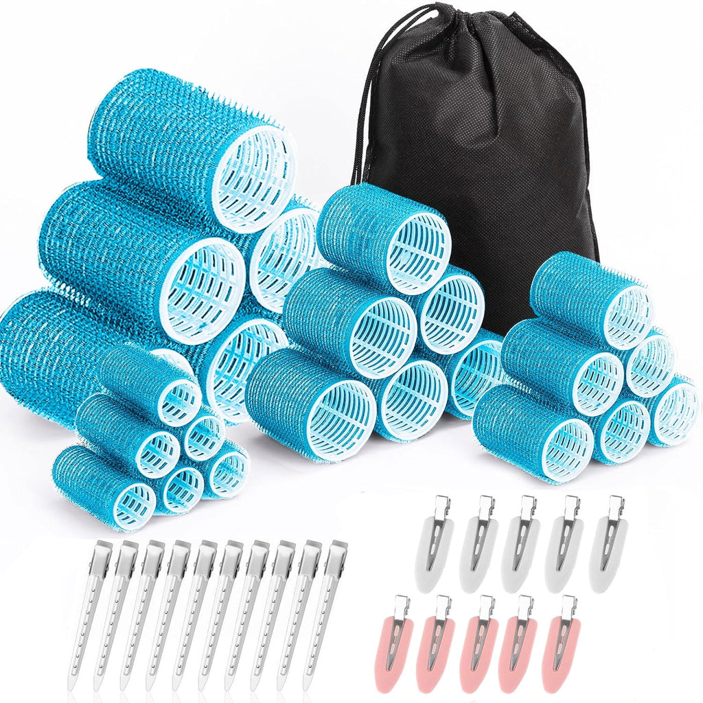 MRSXXNTY Rollers Hair Curlers 44 Pcs Set with 24Pcs Hair Rollers 4 Sizes (6 Jumbo Rollers/6 Large Rollers/6 Medium Rollers/6 Small Rollers)
