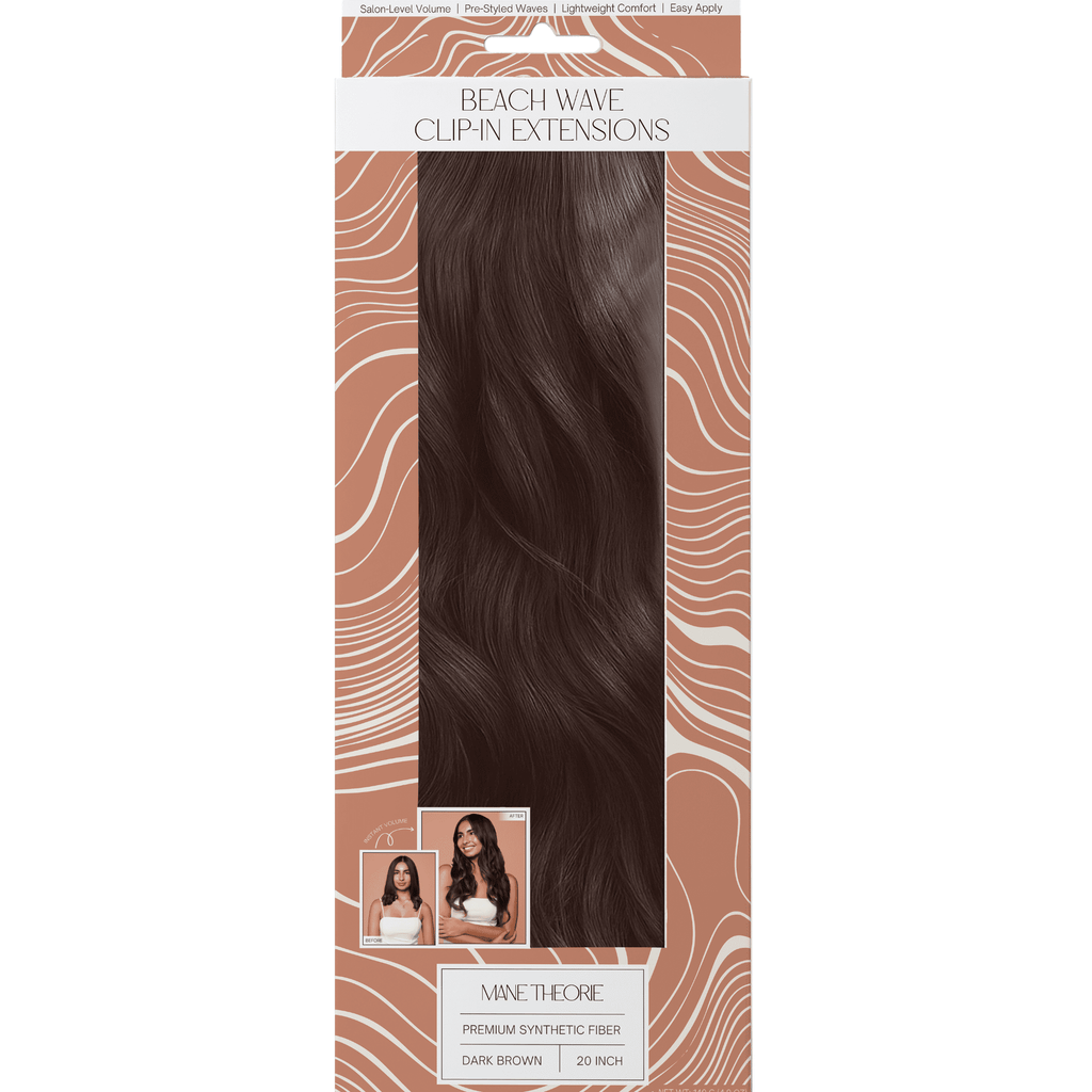 Wave Clip-In Hair Extensions for Women, 20 inch, dark brown