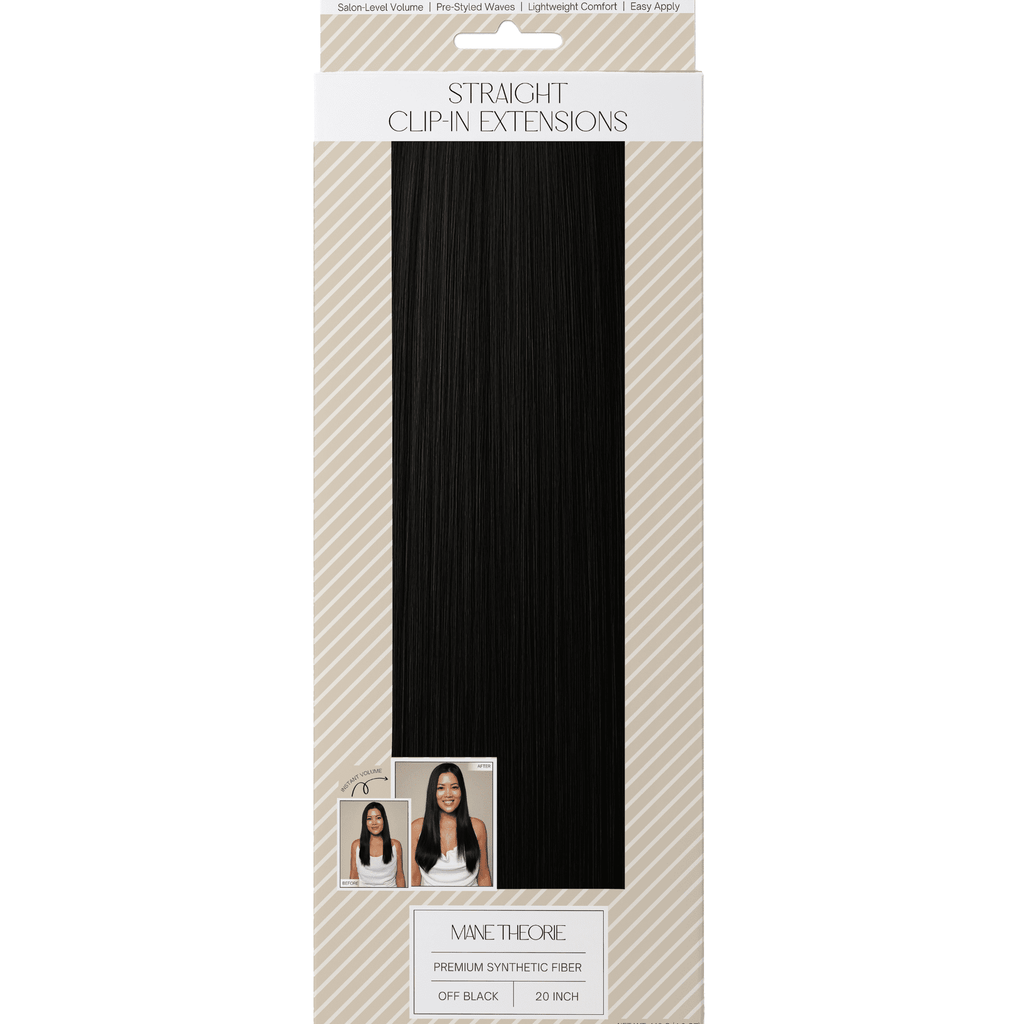 Clip-In Hair Extensions for Women, 20 inch, off black