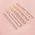 Miallo 5-Piece Gold Rhinestone Bobby Pin Set, Sparkling Baguette and Round Crystal Hair Clips for Women, Elegant Accessory for Wedding, Part