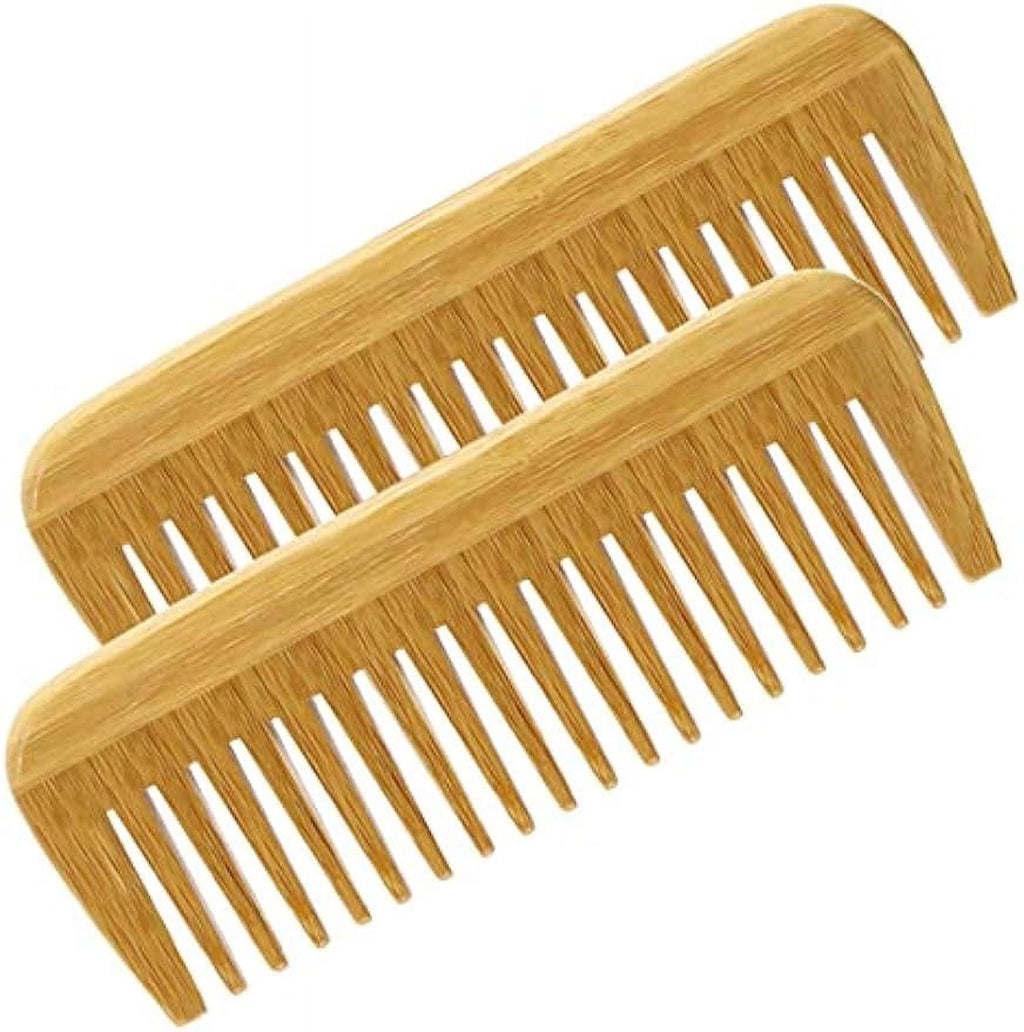 Bamboo Wooden Hair Comb for Women and Men - Eco Friendly Wide Tooth Comb Detangling Curly Hair and Beard Comb For Men...
