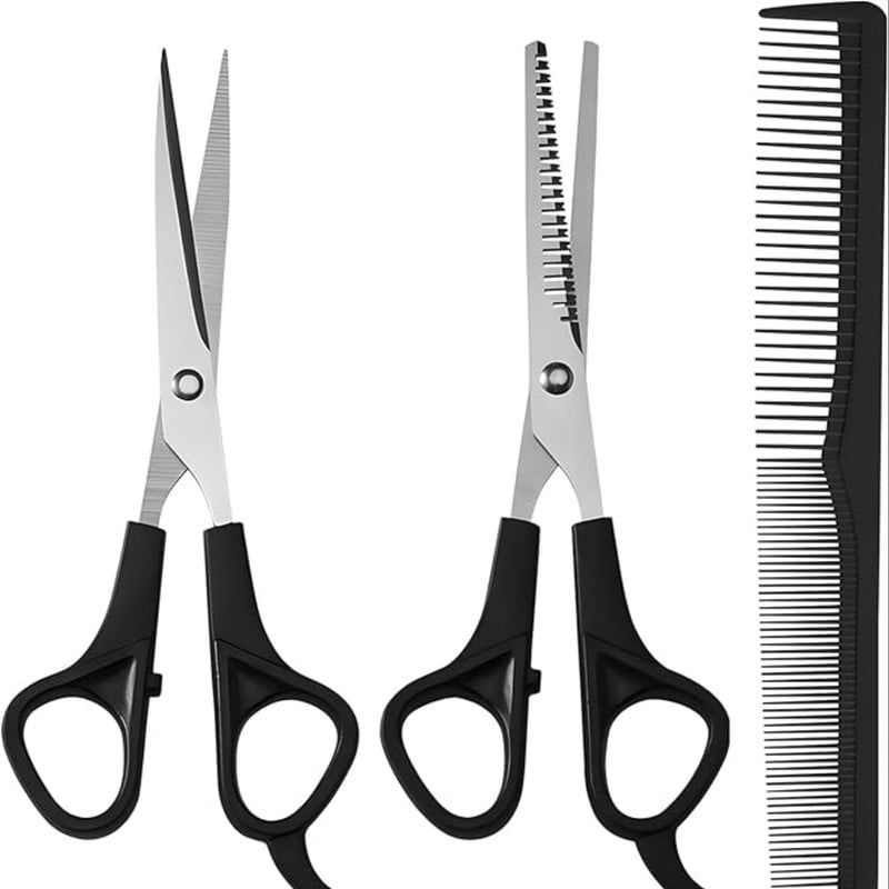 2 Pcs Sharp Hair Cutting Scissors, Stainless Steel Body and Abs Handle Multifunctional Thinning Shears for Hair Cutti...