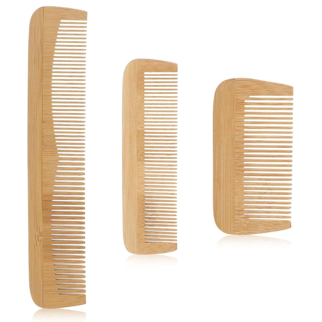 OPALESQUE 3 Pcs Wooden Comb, Fine Tooth Combs for Women, Anti-Static Wood Combs for Men, Natural Bamboo Comb, Family of Hair Comb Set for St