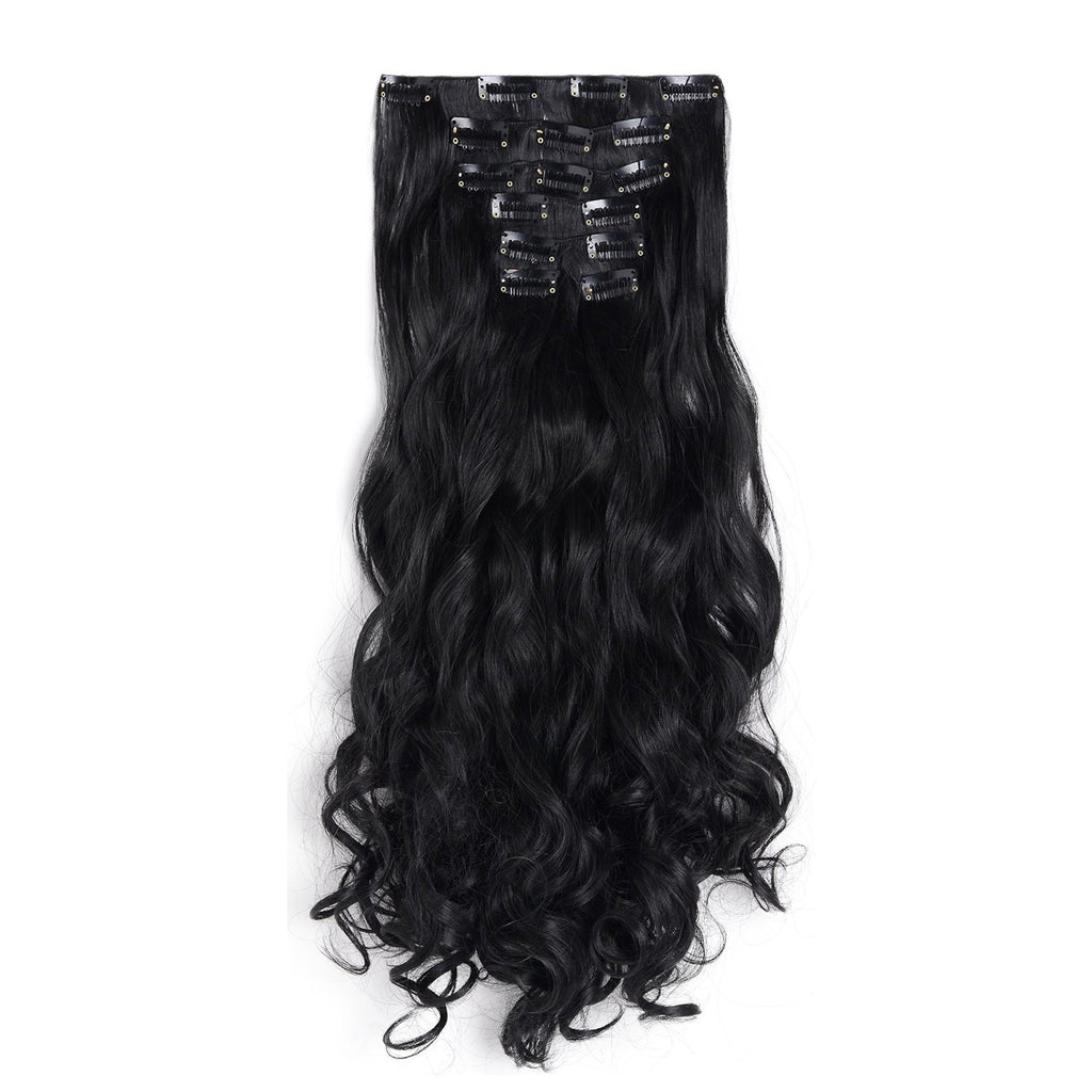 20" Full Head Clip in Synthetic Hair Extensions 7pcs 140g (1B)