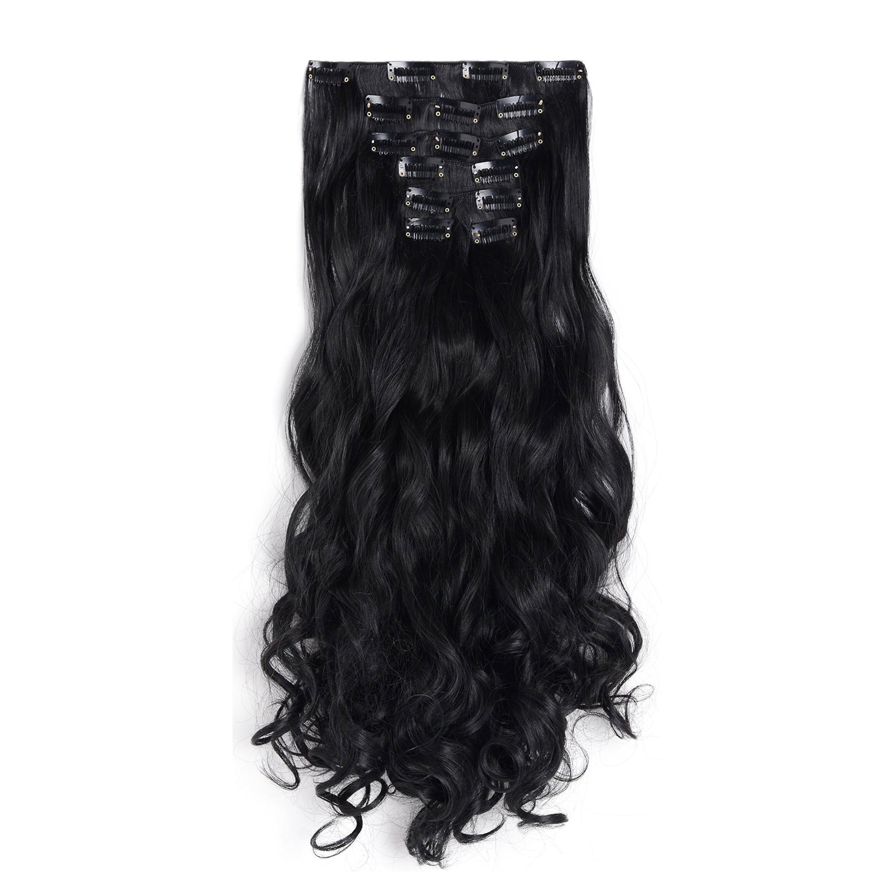 20" Full Head Clip in Synthetic Hair Extensions 7pcs 140g (1B)