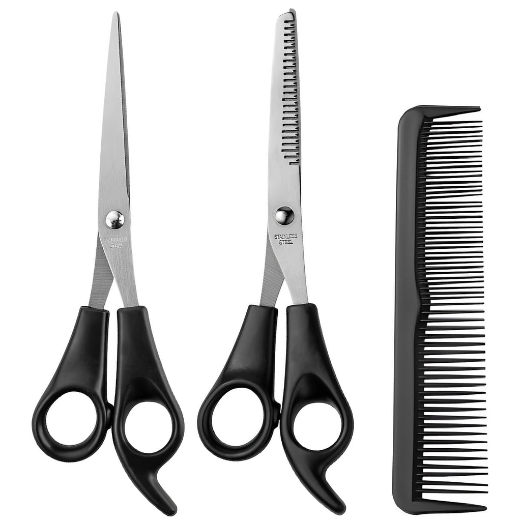 Scissors Shears/Thinning/Set,3Pcs Professional cut Scissors Kit with Thinning Scissor, Flat Scissor,Comb,Reusable Sta...
