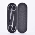 Pinkiou 2 Pieces Curved and Round Facial Nose Hair Scissors for Men Women Stainless Steel Set with Storage Box Moustache Scissor Beard Trimm
