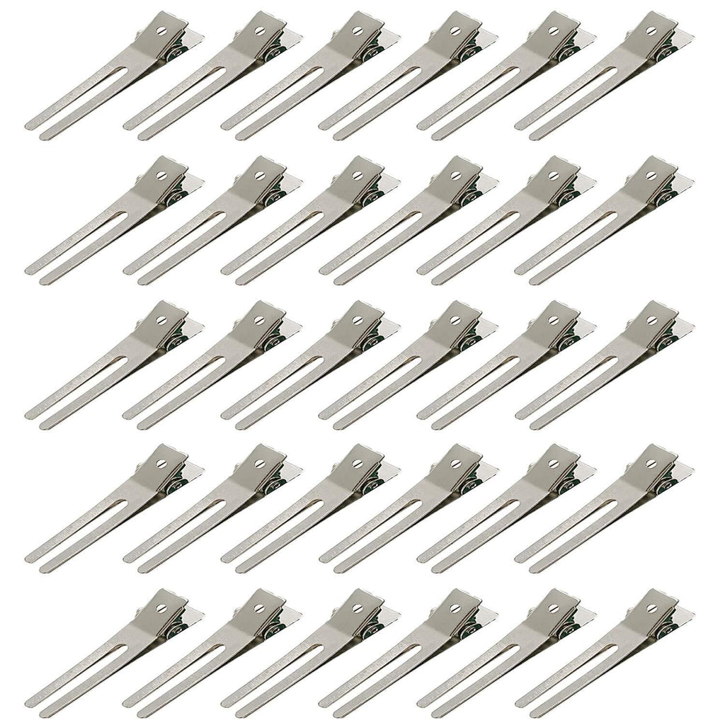 50 pcs Metal Double Prong pin Curl Hair Clips for Styling Sectioning, 1.8" Silver Hair Clips for Women Long Hair, Met...