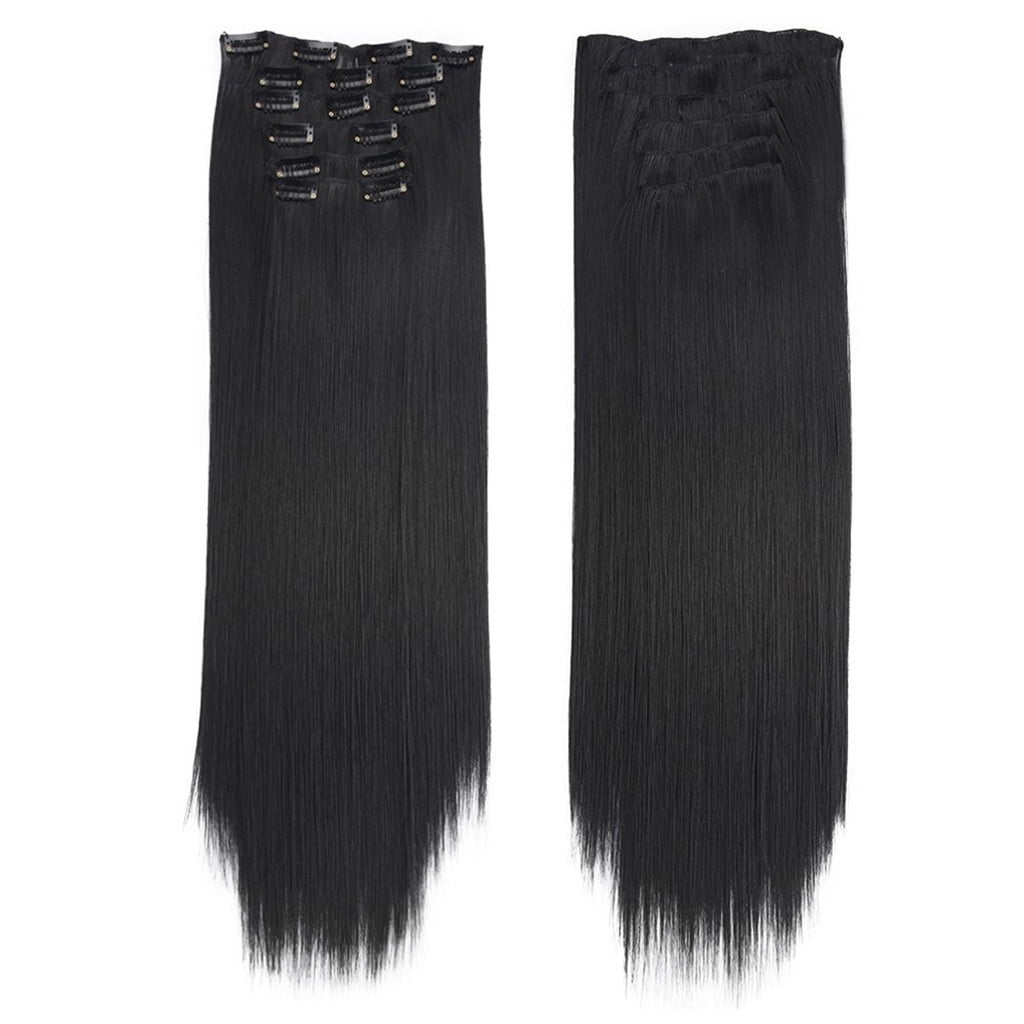 Clip-in Extensions for Length and Volume, Full Straight Wig with Secure Clips, High Temperature Resistant, 50cm Lengt...