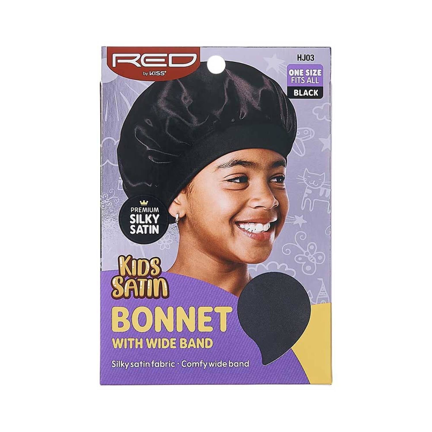 Red with Wide Band, Sleep Cap for Kids, Bet for Boys and Girls (Black)