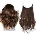 Hair Extensions Wavy Curly Synthetic Long Adjustable Headband Extensions for Women Dark Brown/Golden 18''