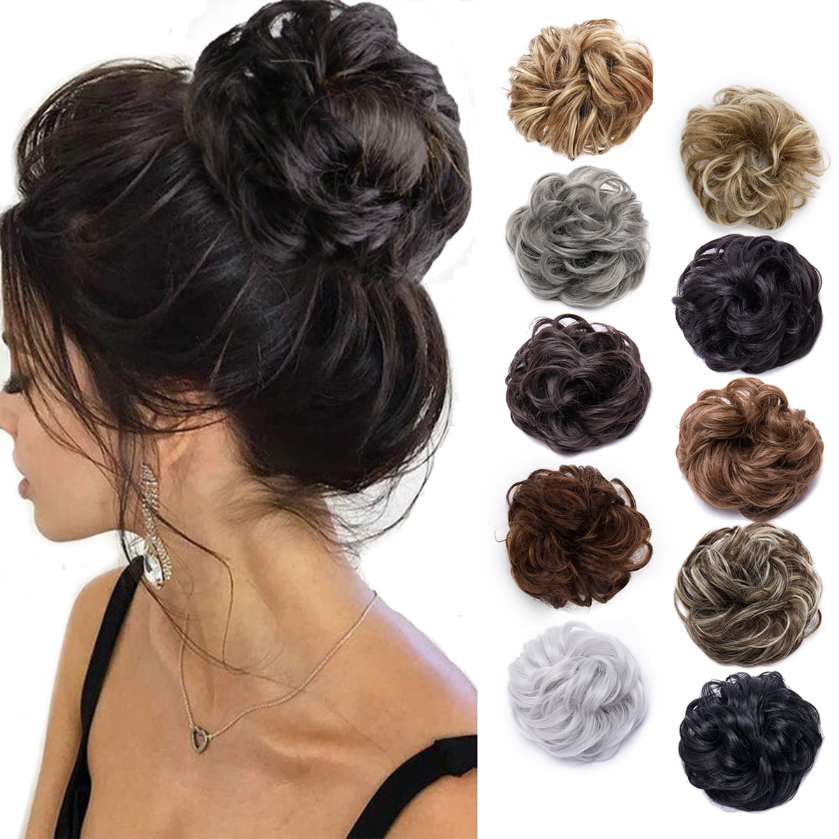 Scrunchies Hair Piece Hair Extensions Synthetic Hair Donut Updo Fake Ponytail Extensions For Women Red/Purple/Blue/Pi...
