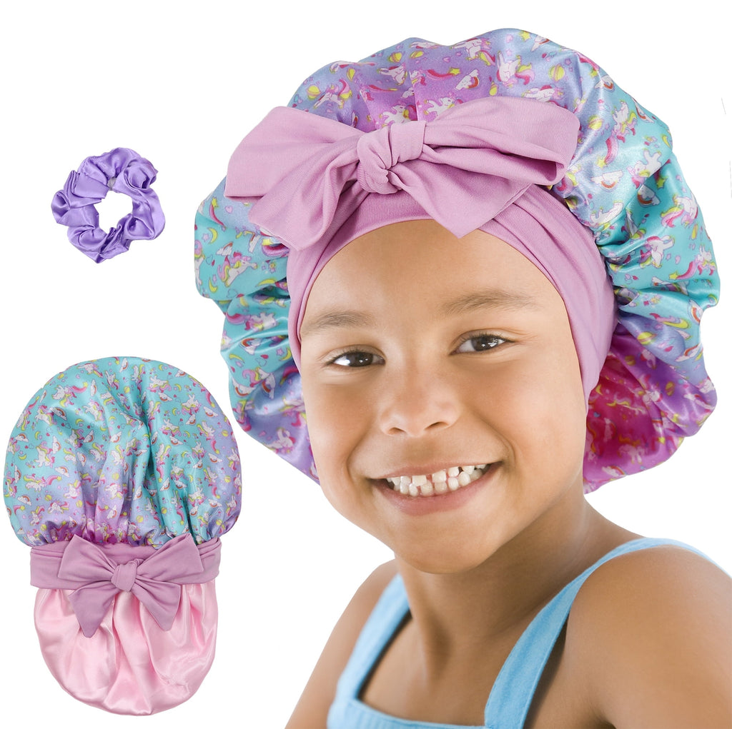 Kids Bet for Girls, Silk Bets for Kids Boys, Double Layer Reversible Satin Bet Sleep Cap for Child Curly Natural Hair...
