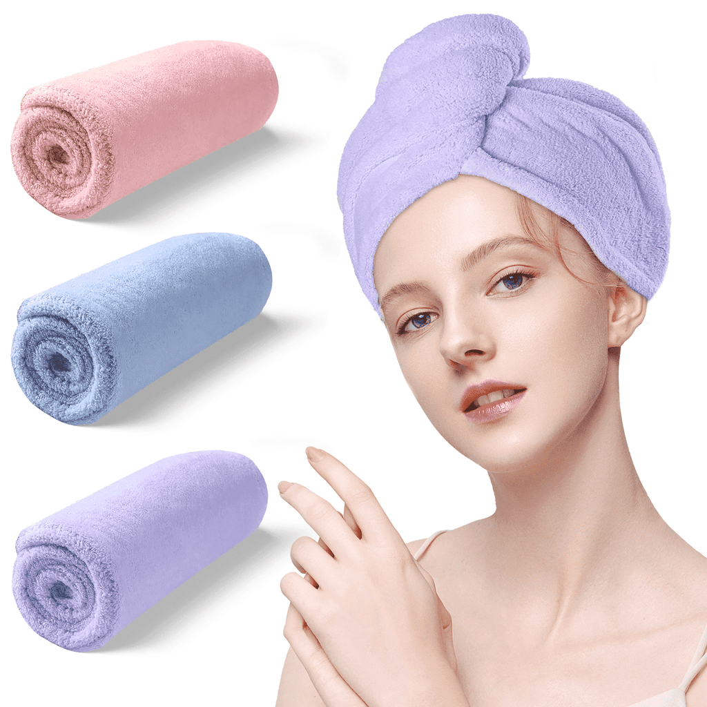 Towel Warp Turban for Women Curly Long Thick 3 Pack
