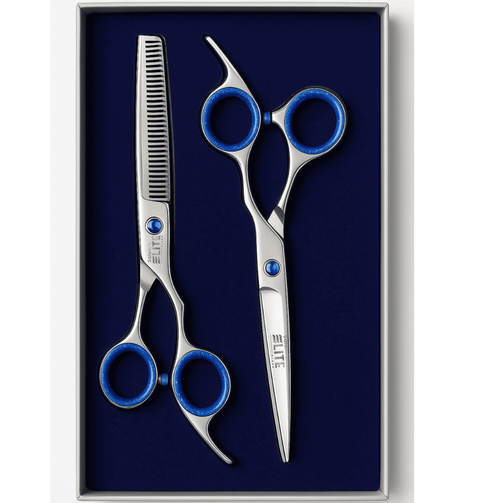 Salems Elite Professional Hair Cutting Scissors and Thinning Shears Set  6.5 Stainless Steel Barber Haircut Kit for Men, Women, and Kids  Sh