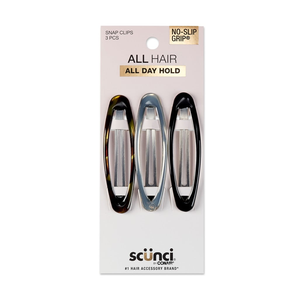 Oval Snap Hair Clips, Multicolor, 3 Count