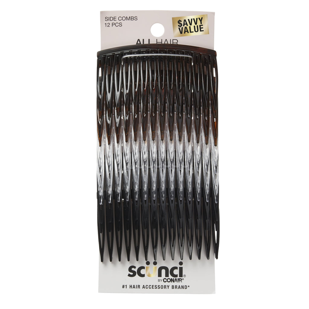 Plastic Side Hair Combs, Multicolor, 12 Count