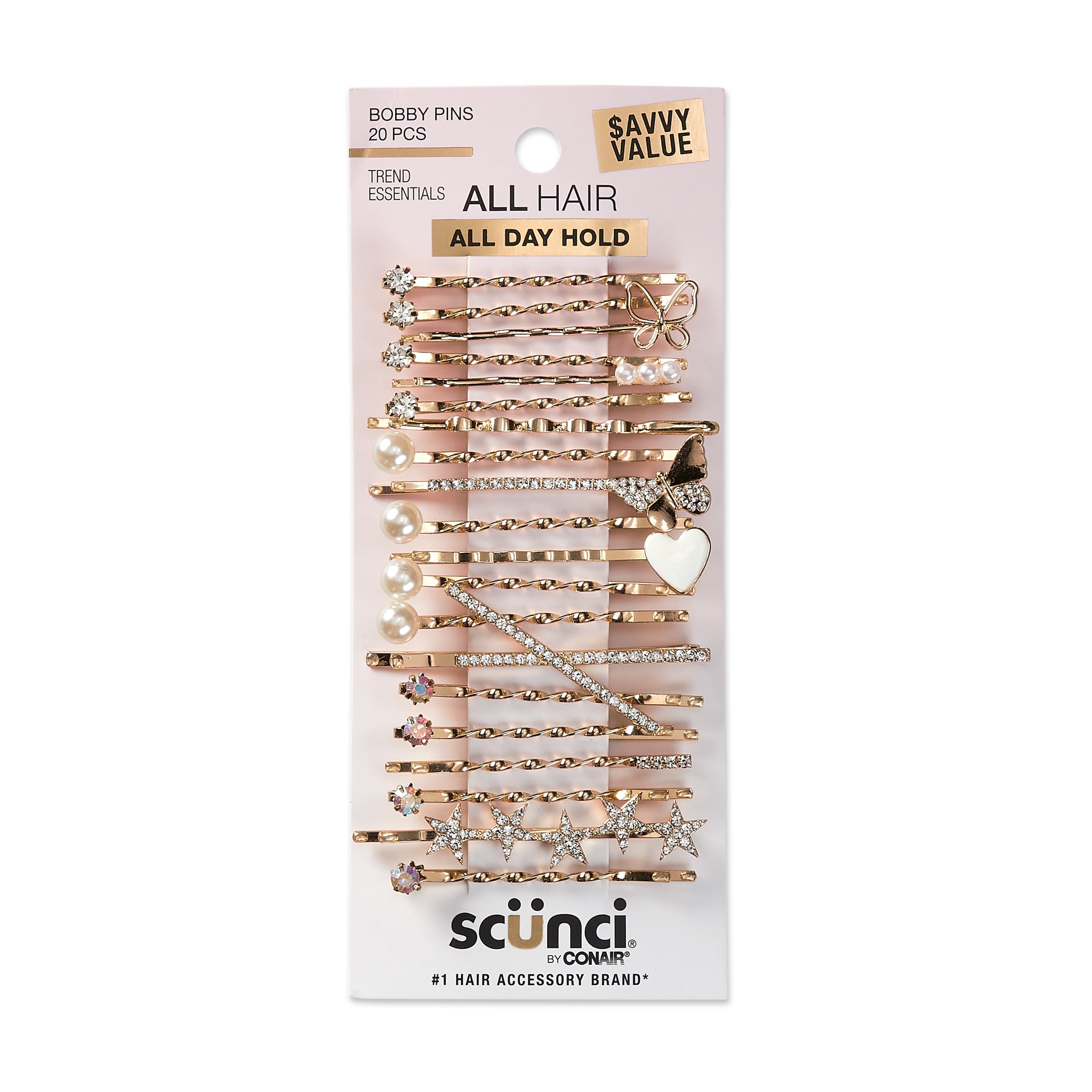 Pack Bobby Pins, Gold, 20 Count
