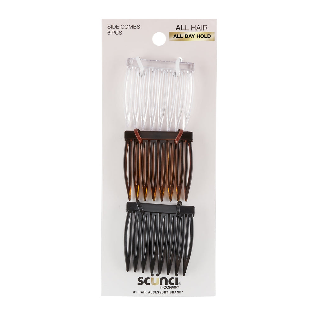 Small Plastic Side Hair Combs, Multicolor, 6 Count