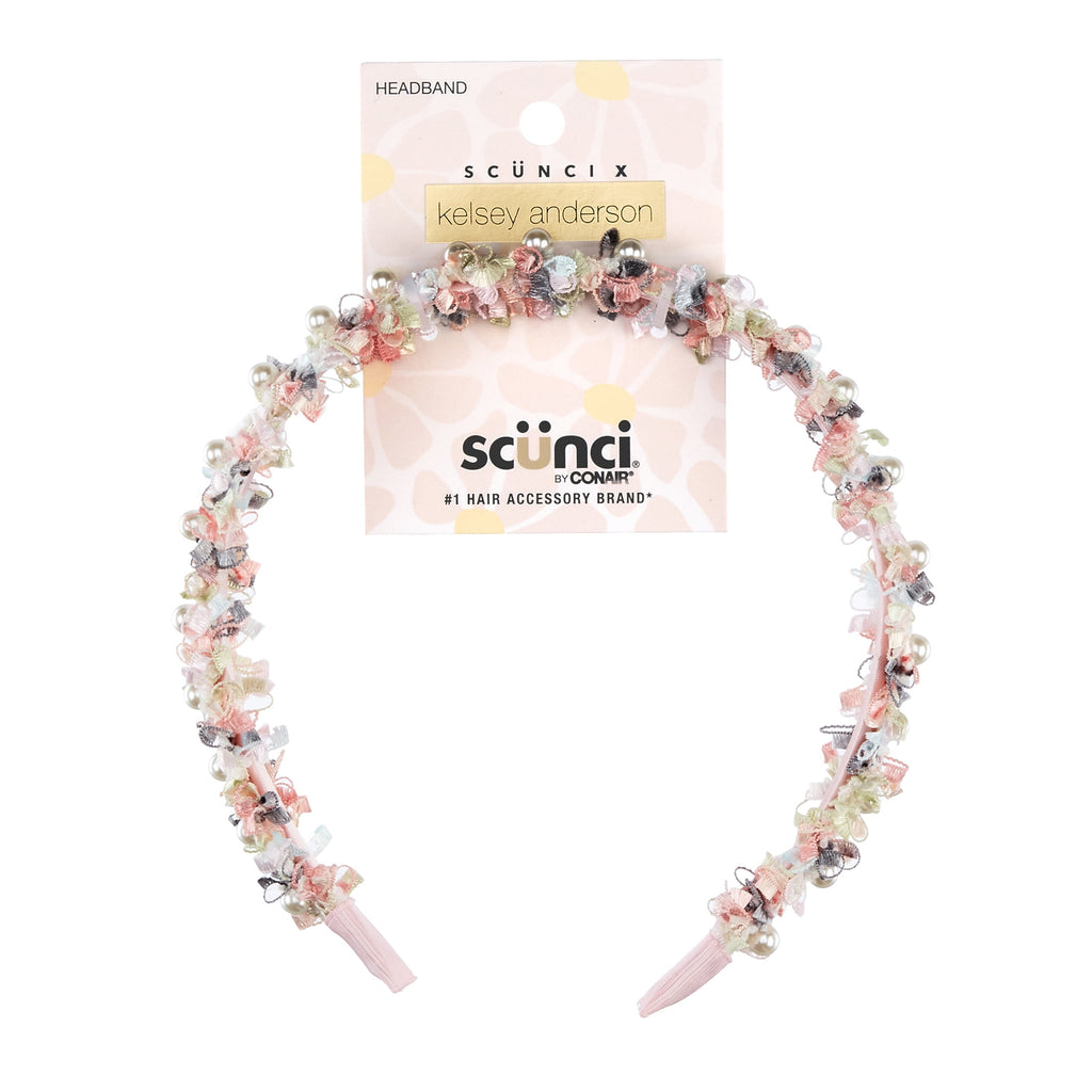 x Anderson Textured Fabric and Faux Pearl Headband, Multicolor, 1 count