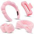 Set with Hair Clips – Puffy Makeup for Women, Face Washing, Facial Mask, Shower Accessories, Gifts for Teen Girls