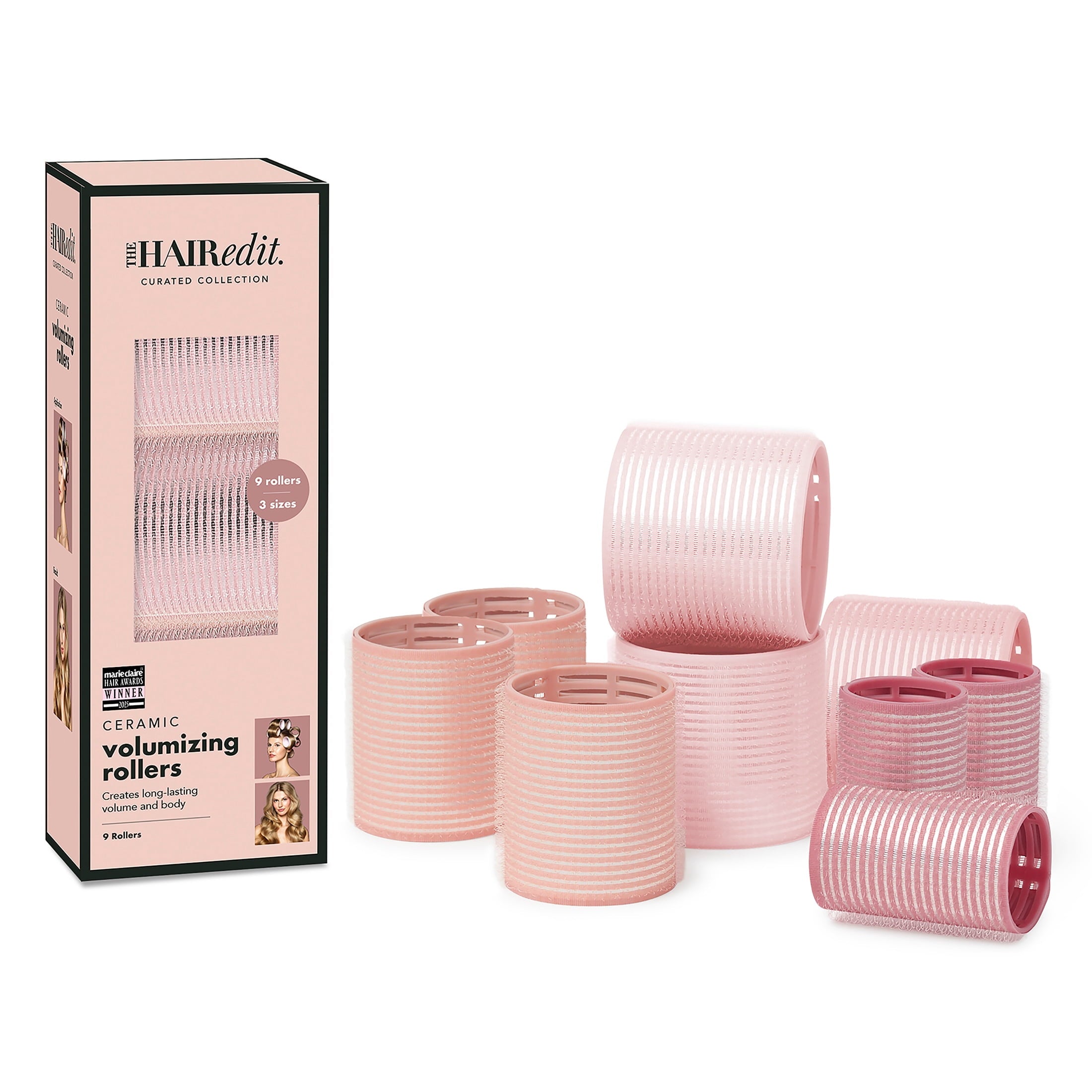 The Hair Edit Ceramic Volumizing Rollers, 9-Pack