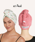 Extra Long Microfiber Hair Towel Wrap - 2 Pack - For Women, Men & Kids - Travel & Bathroom Essential - Quick Dry Hair...