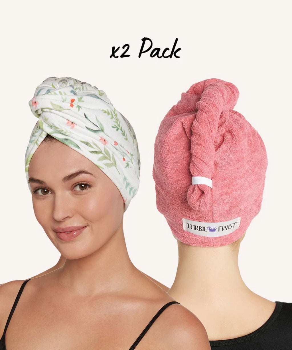Hair Towel Wrap - 2 Pack - For Women, Men & Kids - Travel & Bathroom Essential - Quick Dry Hair Turban for Curly, Lon...