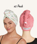 Hair Towel Wrap - 2 Pack - For Women, Men & Kids - Travel & Bathroom Essential - Quick Dry Hair Turban for Curly, Lon...