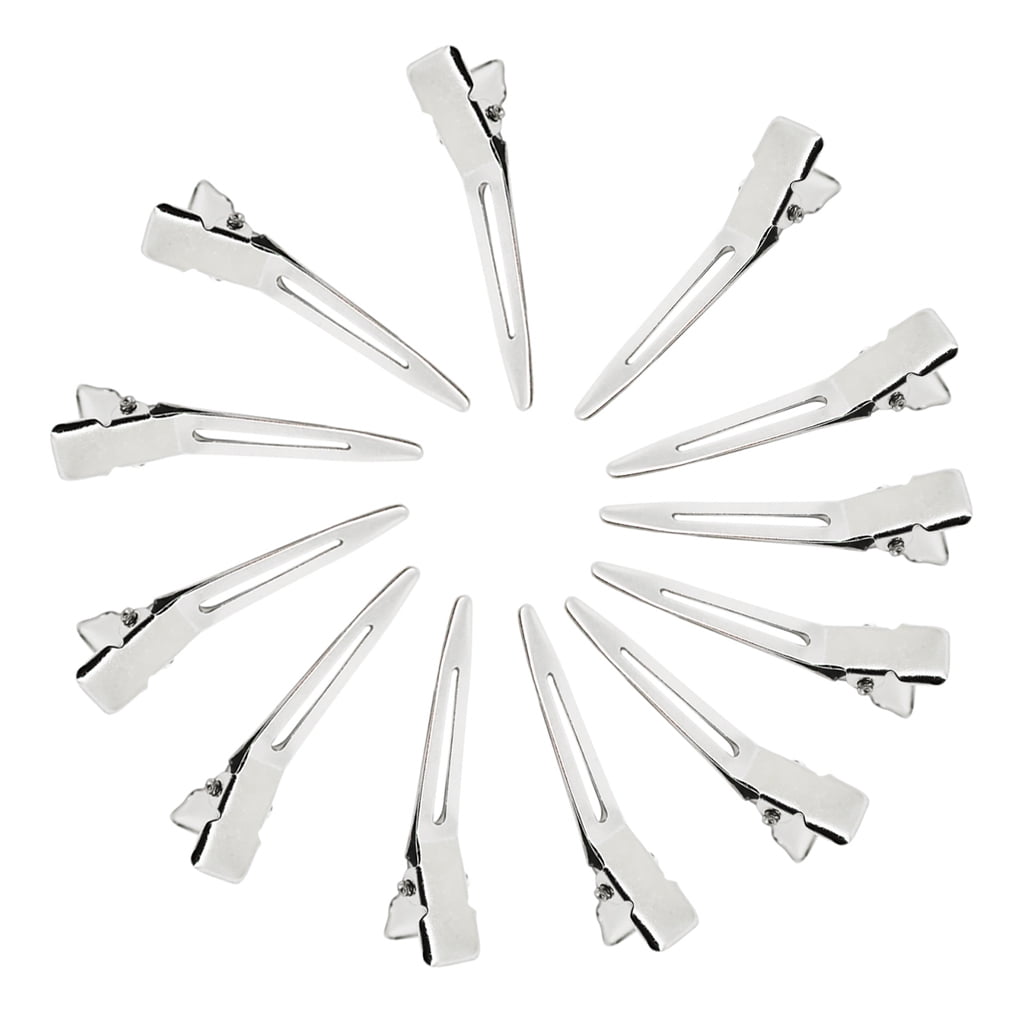 50 Pack 1.75 Inches Single Prong Curl Metal Hair Clips for Dreads Lock Clips Hair Alligator Clips Silver Section Clip...