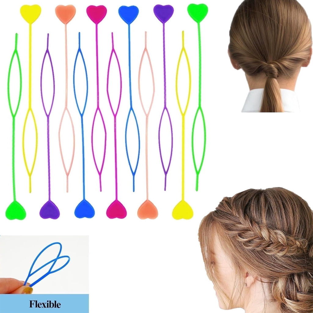 20Pcs Beader for Loading, Hair Beader Tool,Plastic Ponytail Maker,Elastic Hair Braiding Set,Automatic Threader Braid ...