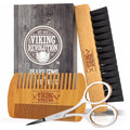 Beard Comb & Beard Brush Set for Men - Natural Boar Bristle Brush and Dual Action Pear Wood Comb with Velvet Travel P...