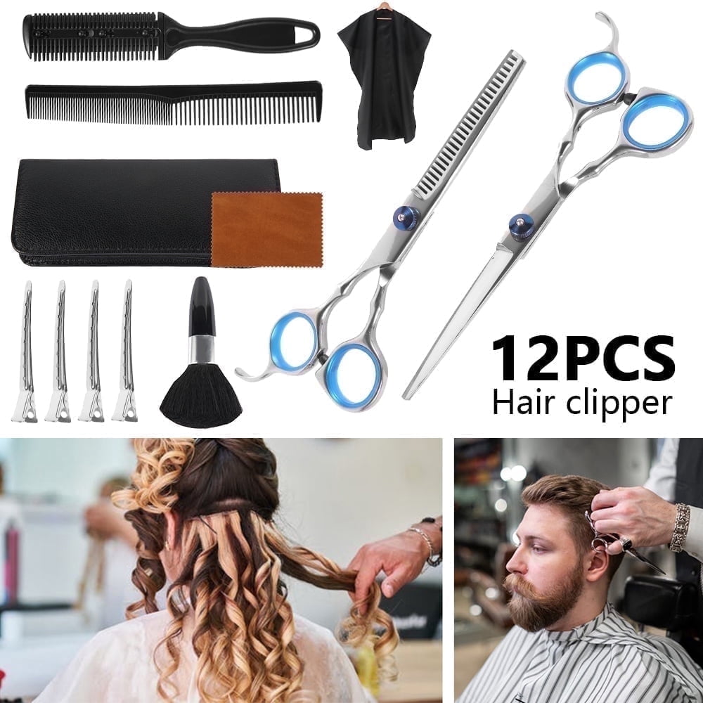 Scissors Set Professional Scissors Tools, 12 Pcs Stainless Steel Barber Kit dresser Scissors Set Salon Home Shear Kit...